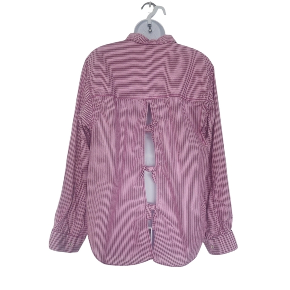 Free People Tie It In A Bow Oversized Button Down Shirt Size Medium Pink. - Picture 2 of 10